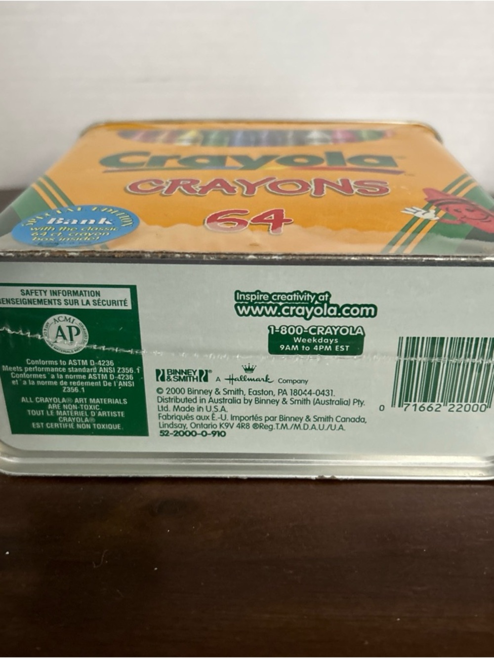 Crayola Vtg Yellow Tin with Blue Sealed Special Edition - Picture 4 of 6